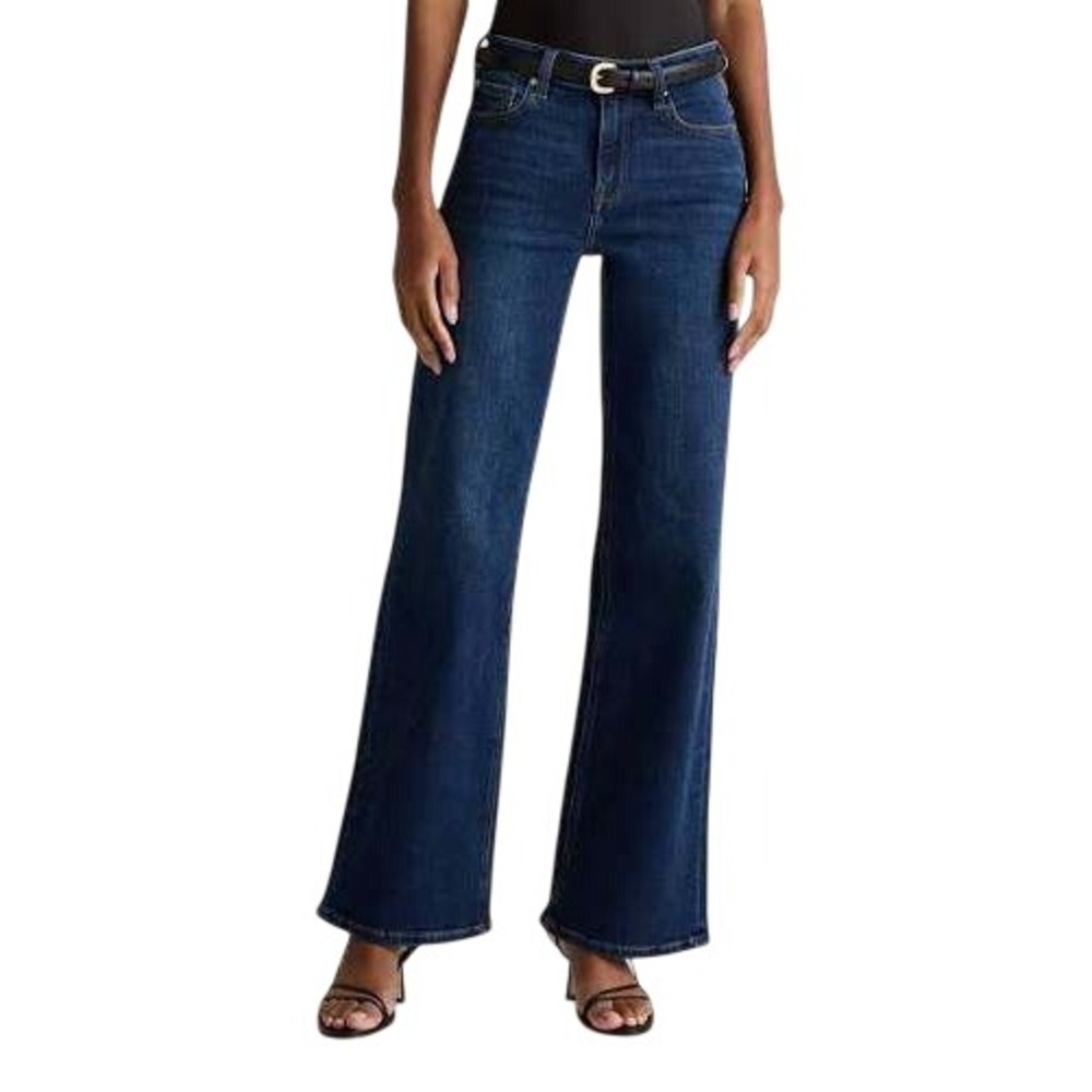 Quince Stretch High Rise Wide Leg Jeans Midnight Blue 28 CZRY001